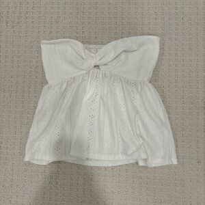 White Eyelet Strapless Top